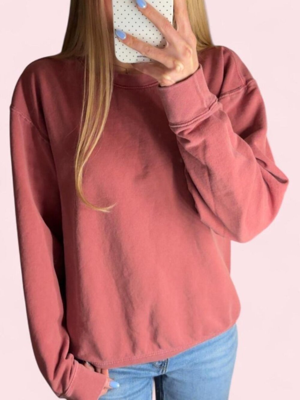 Comfort Colors Women's Pink and Burgundy Sweatshirt